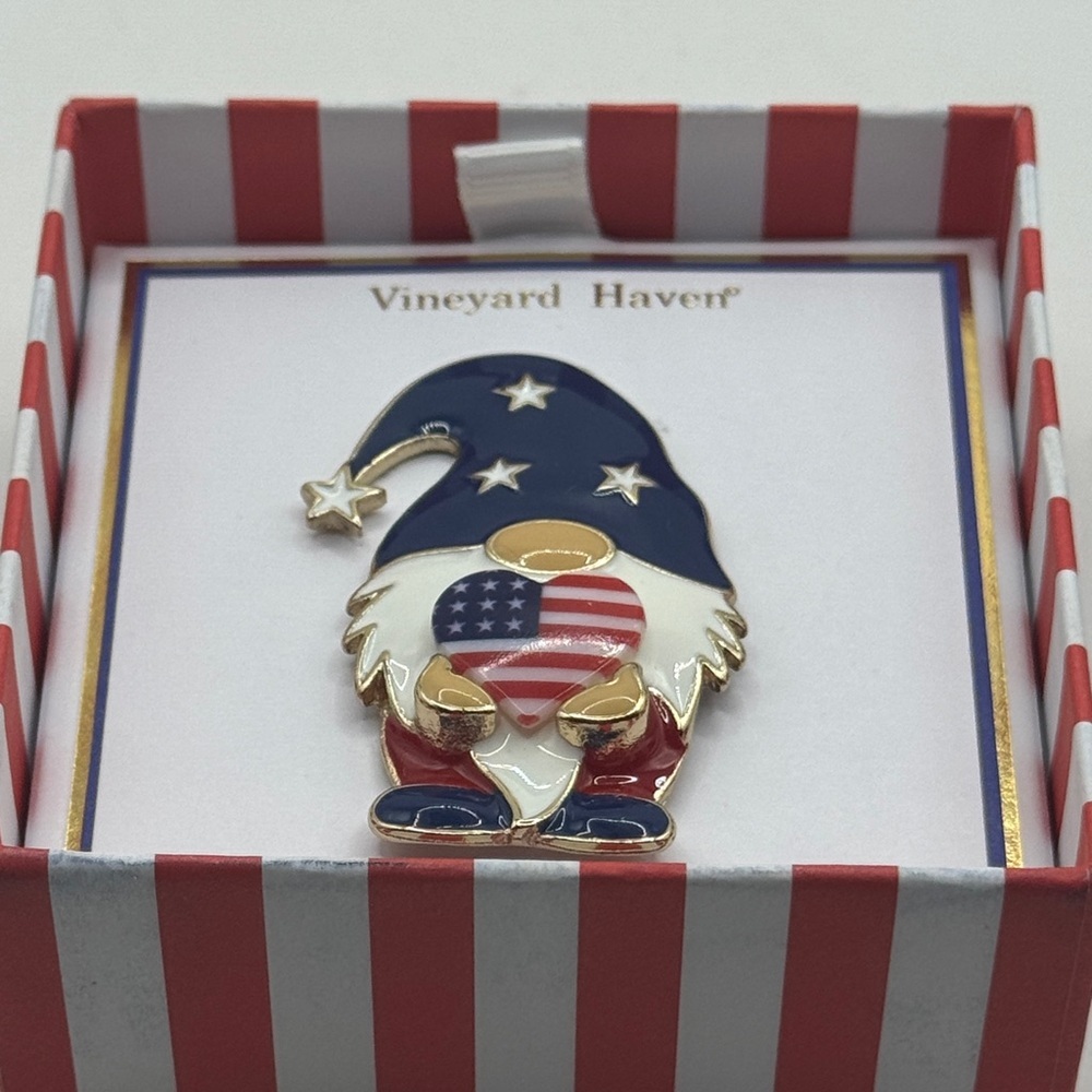 Vineyard Haven Patriotic Gnome Pin - Picture 4 of 6